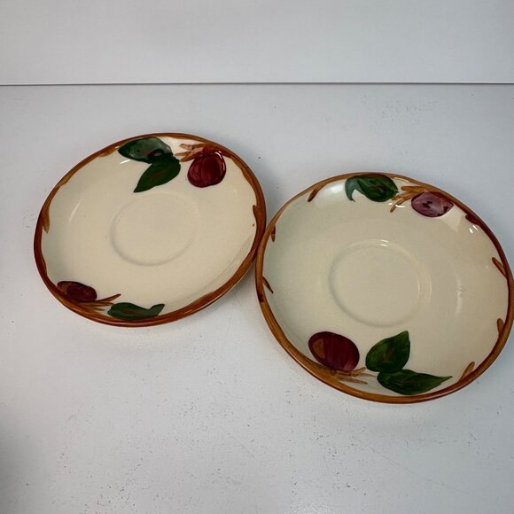 Franciscan Apple Earthenware Hand-Painted Tea Cups & Saucers Set Of 2 England - Picture 3 of 6
